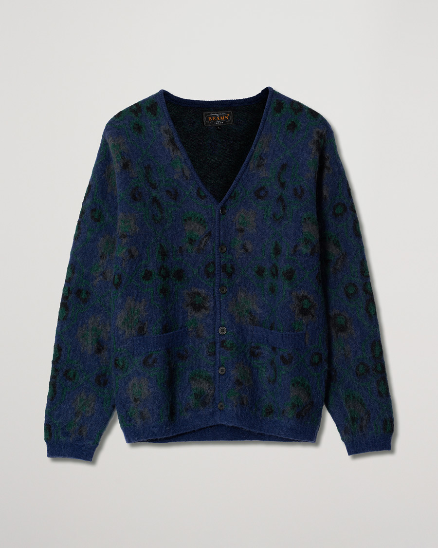 Heren | Truien | Pre-owned | BEAMS PLUS Botanical Jacquard Cardigan Navy