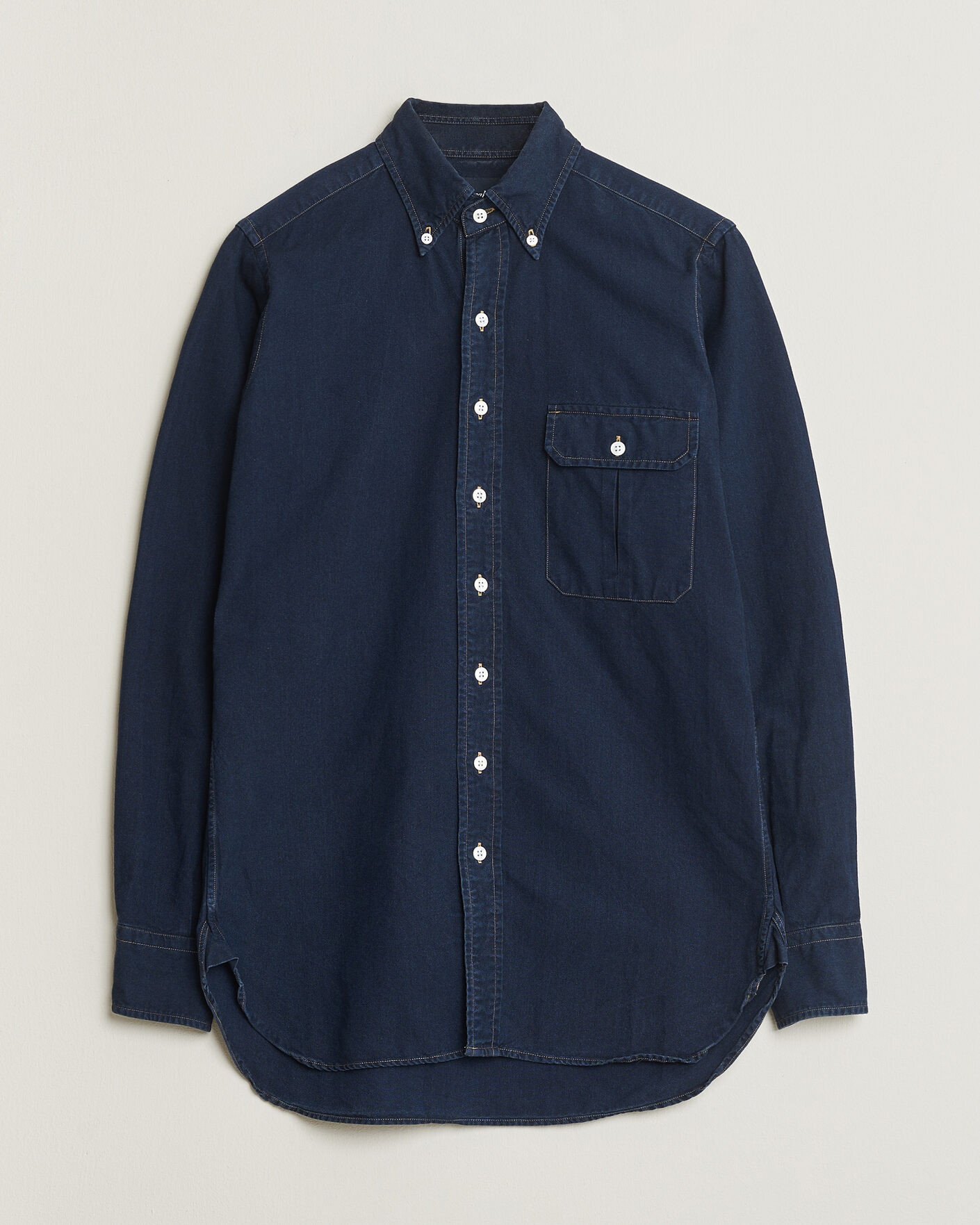 Homme | Pre-owned Chemises | Pre-owned | Drake's The American Flap B.O Oxford Shirt Navy 15,5(39 - M)