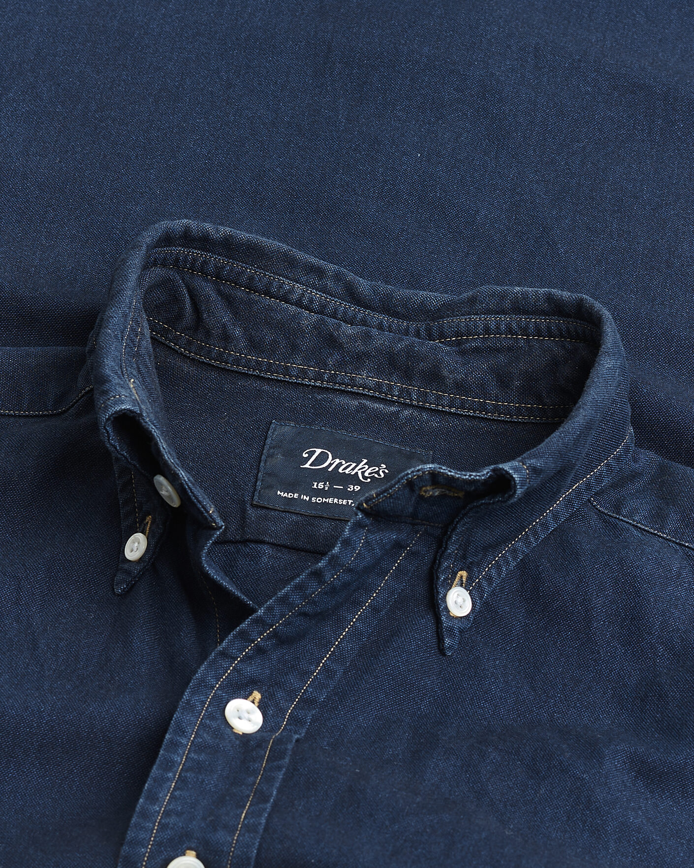 Homme | Pre-owned Chemises | Pre-owned | Drake's The American Flap B.O Oxford Shirt Navy 15,5(39 - M)