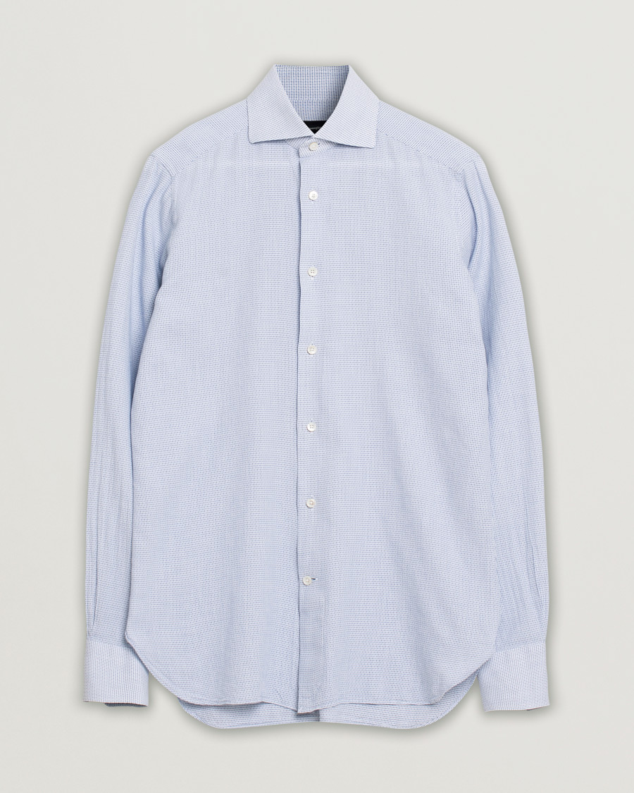 Homme | Chemises | Pre-owned | Ermenegildo Zegna Slim Fit Cotton Blend Shirt Light Blue Check 38 - S