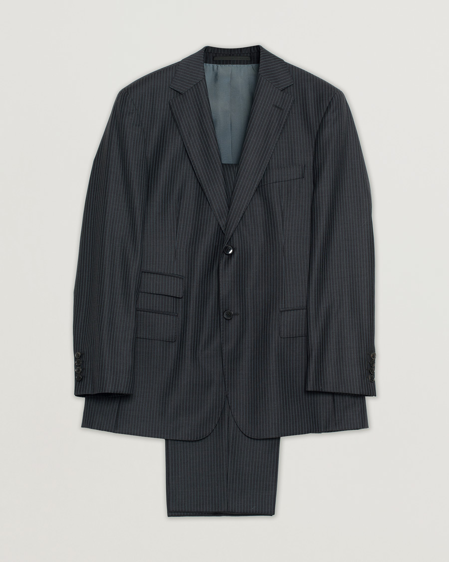 Heren | Boss Pinstripe Wool Suit Navy 52 | Pre-owned | Boss Pinstripe Wool Suit Navy 52