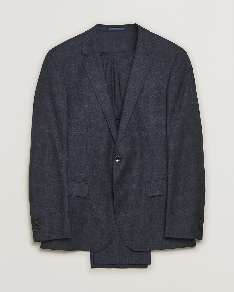 Homme | Blazers | Pre-owned | BOSS Huge/Genius Slim Fit Wool Suit Check Blue 50