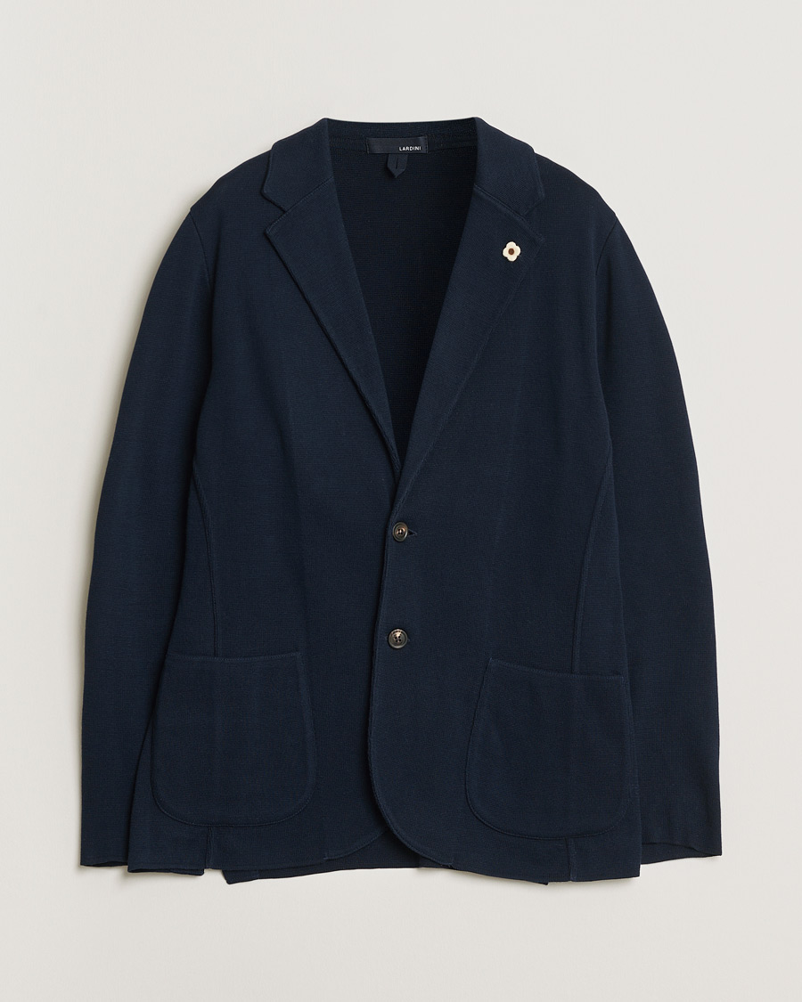 Homme | Pre-owned Blazers | Pre-owned | Lardini Knitted Cotton Blazer Navy M
