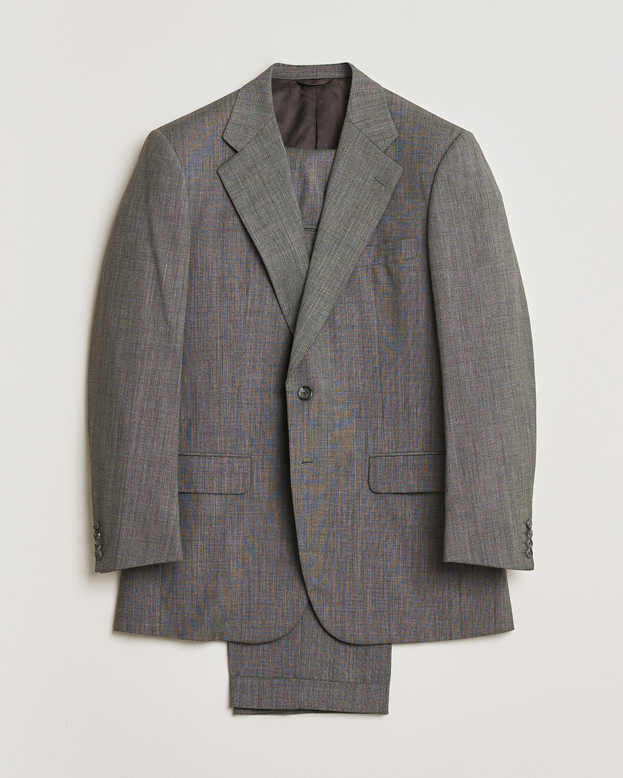Homme | Burberry Vintage Wool Suit Grey Melange 50 | Pre-owned | Burberry Vintage Wool Suit Grey Melange 50