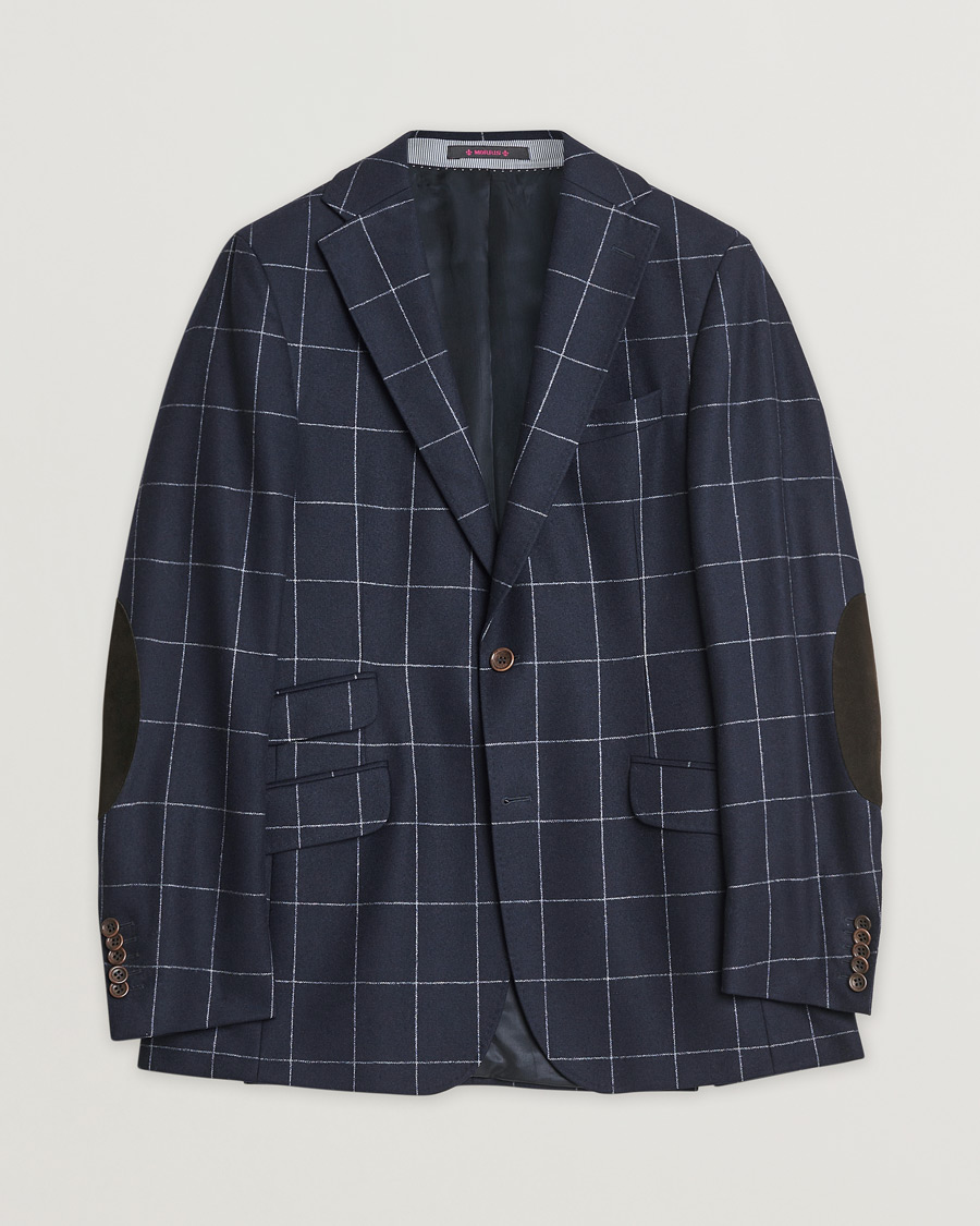Heren | Morris Heritage Check Flannel Blazer Navy 48 | Pre-owned | Morris Heritage Check Flannel Blazer Navy 48