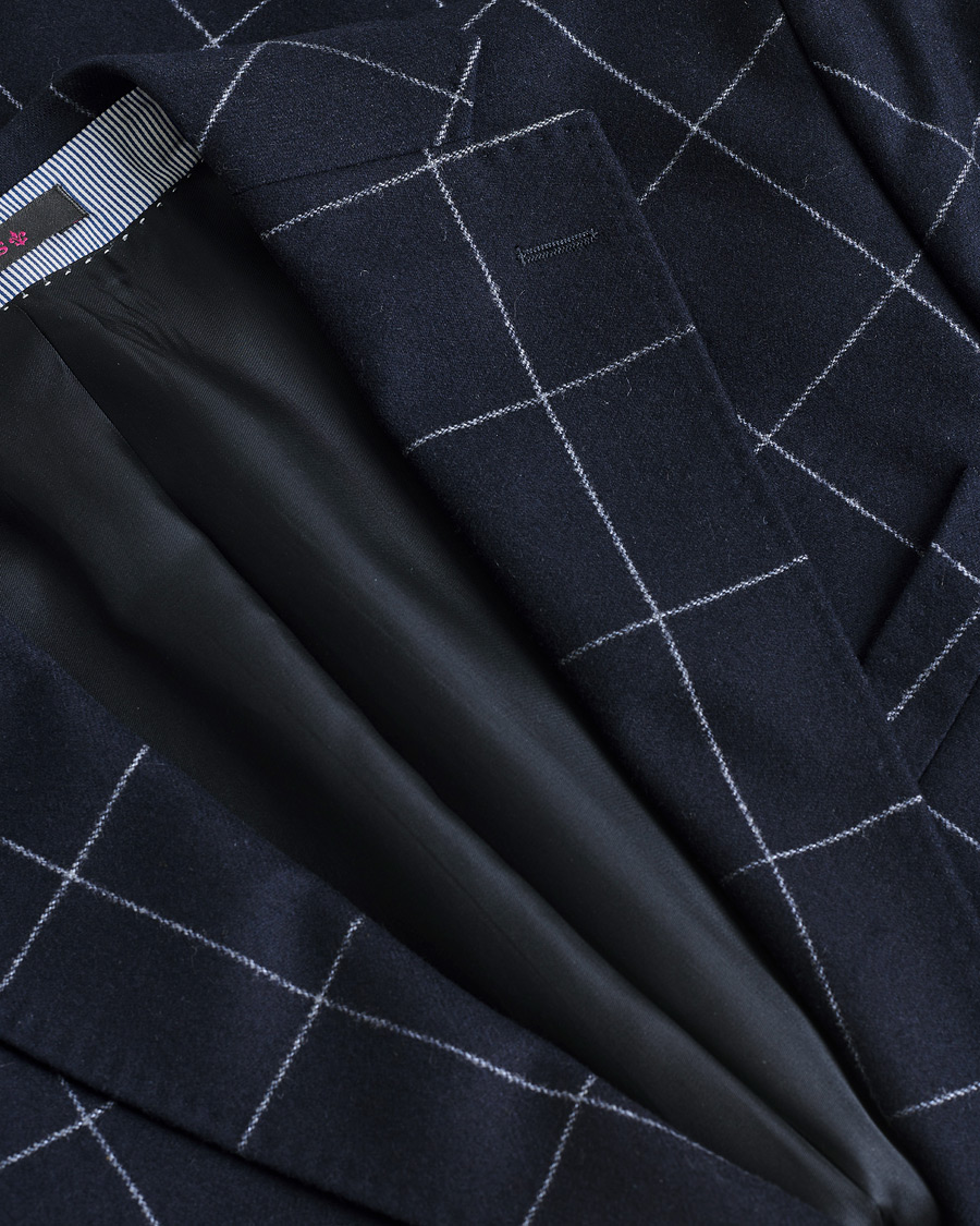 Heren | Morris Heritage Check Flannel Blazer Navy 48 | Pre-owned | Morris Heritage Check Flannel Blazer Navy 48