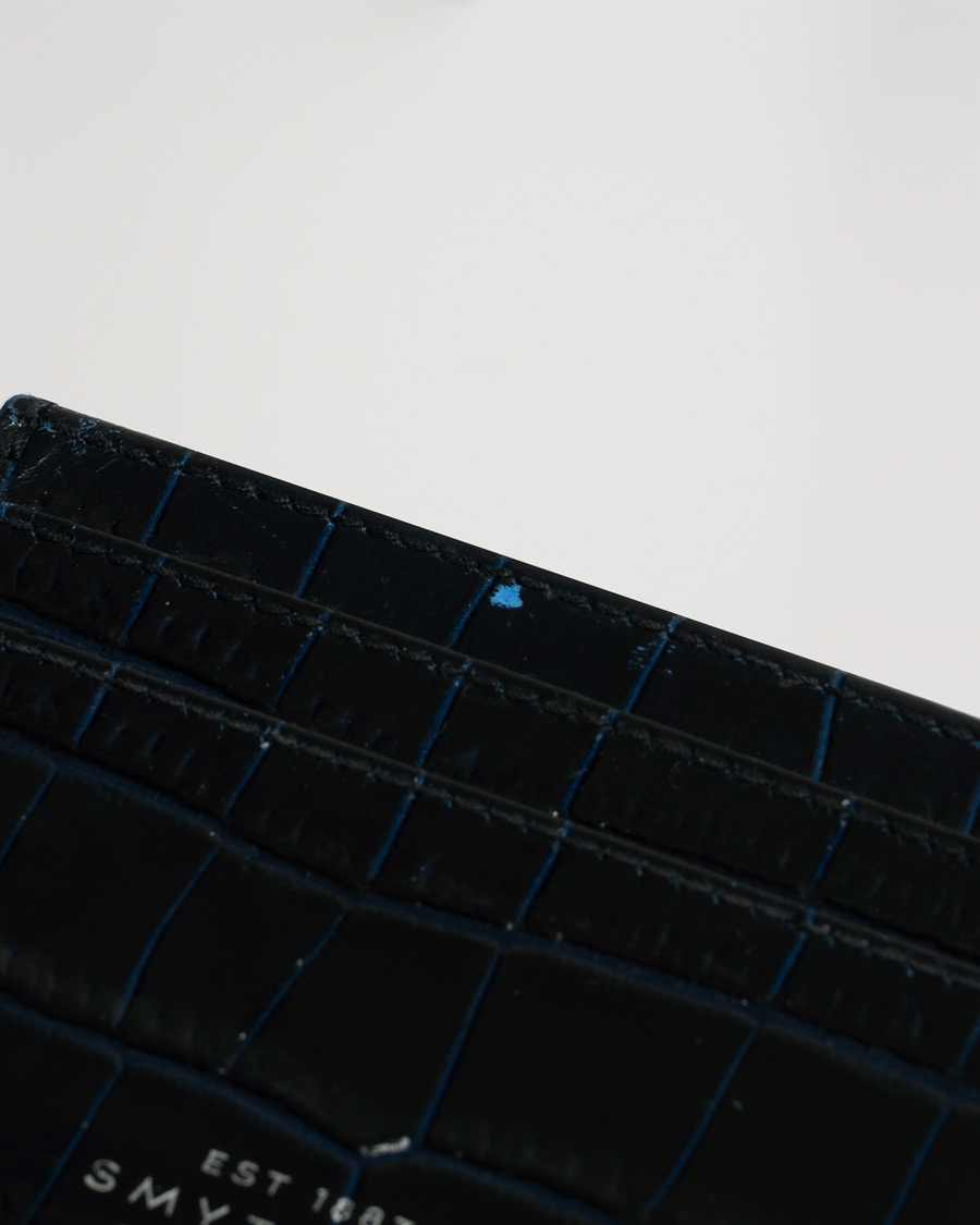 Heren | Smythson Mara Flat Card Holder Navy | Pre-owned | Smythson Mara Flat Card Holder Navy