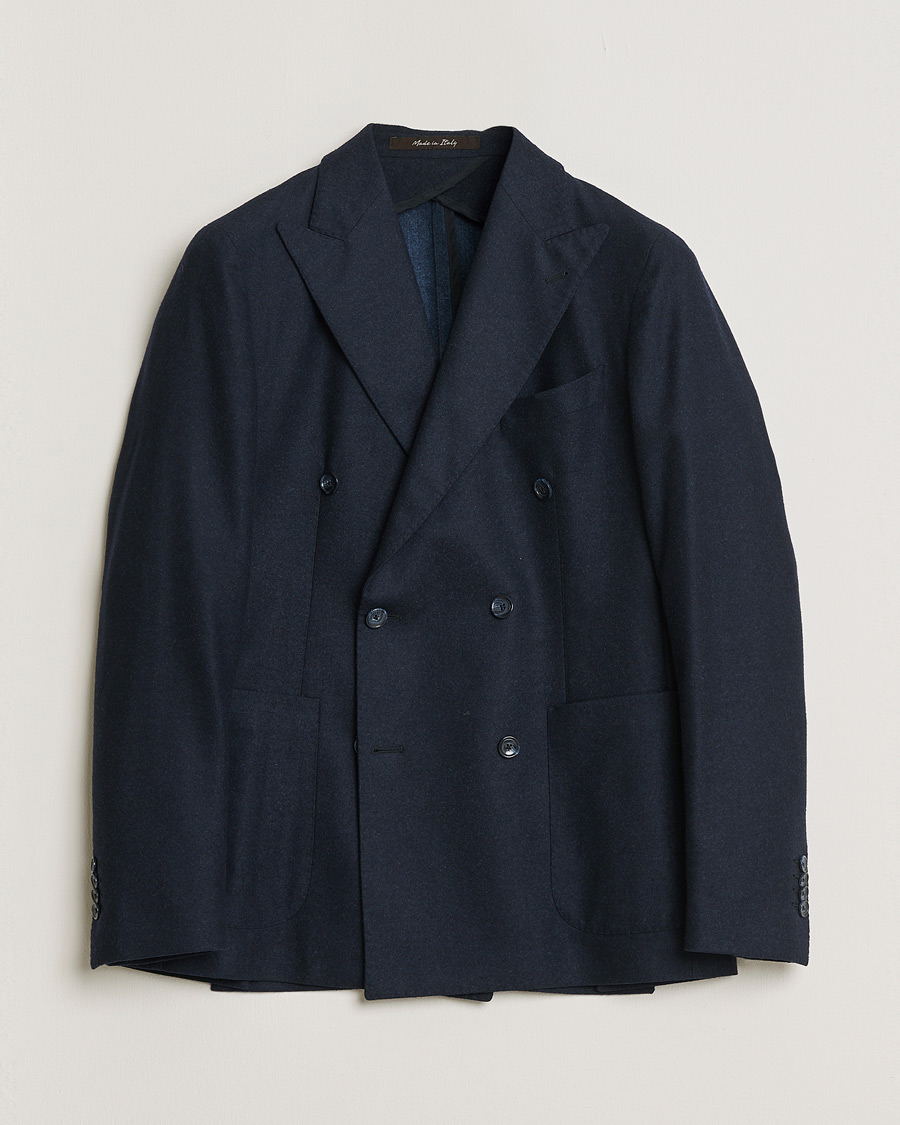 Homme | Pre-owned Blazers | Pre-owned | Rose & Born Flannel Double Breasted Blazer Navy 48