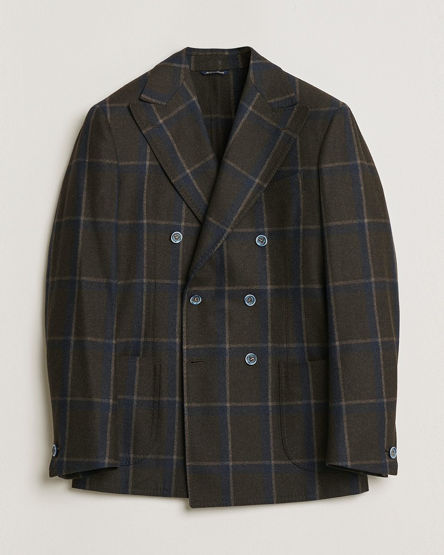 Homme | Pre-owned Blazers | Pre-owned | Gabo Napoli Checked Double Breasted Blazer Brown 48