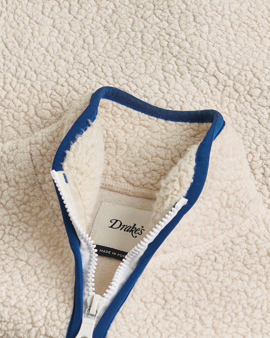 Heren | Pre-owned Jassen | Pre-owned | Drake's Zip Through Fleece Vest Ecru S