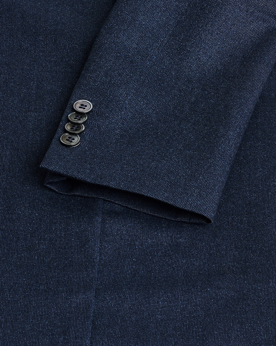 Homme | Oscar Jacobson Einar Wool Flannel Blazer Blue Melange 46 | Pre-owned | Oscar Jacobson Einar Wool Flannel Blazer Blue Melange 46