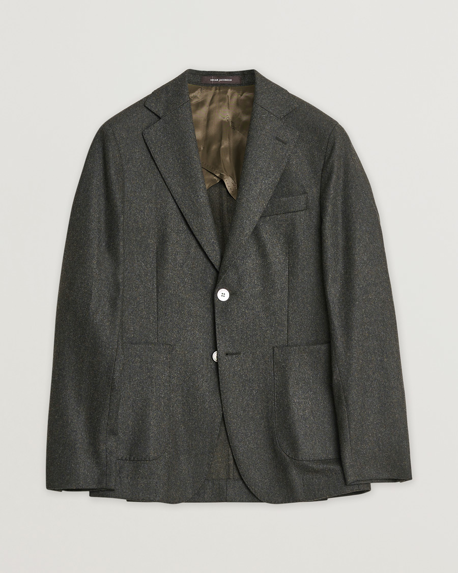 Homme | Pre-owned Blazers | Pre-owned | Oscar Jacobson Edgar Wool Flannel Blazer Brown 44