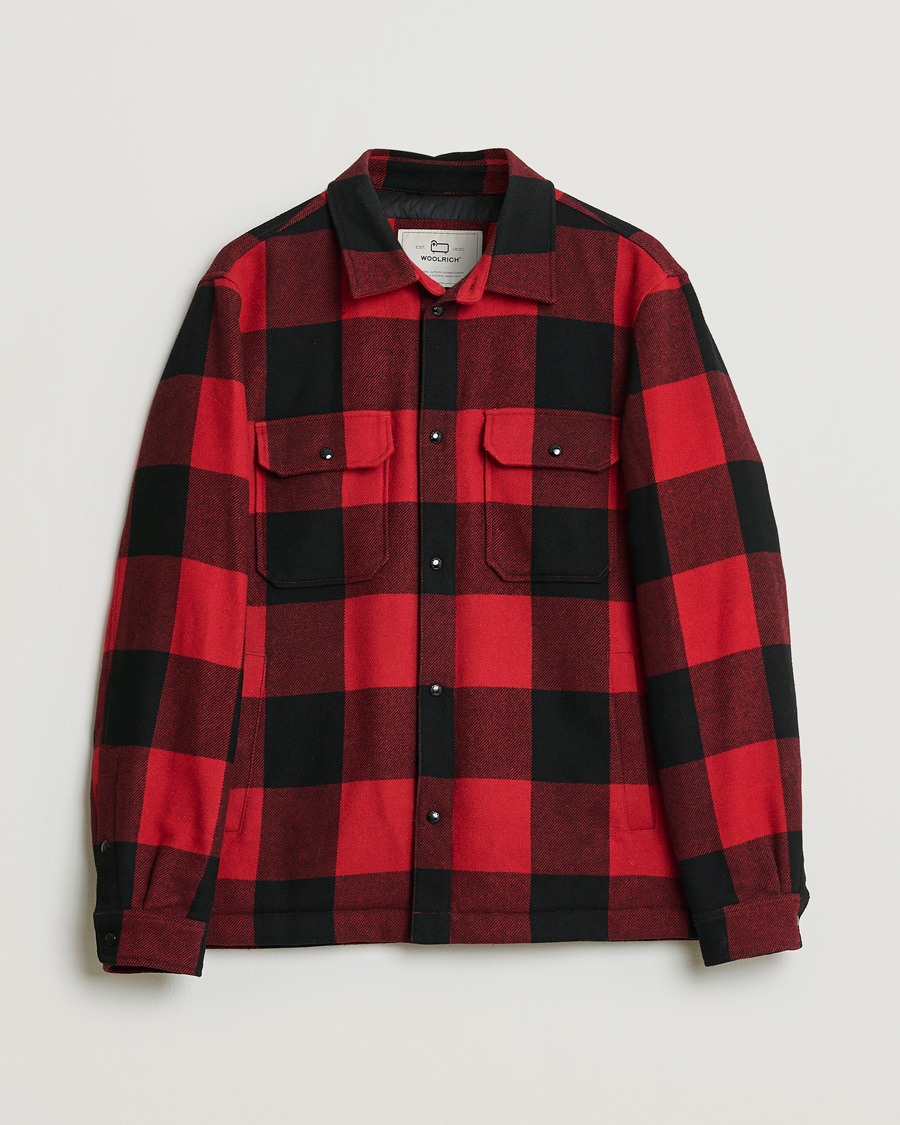 Heren | Pre-owned Jassen | Pre-owned | Woolrich Alaskan Wool Padded Overshirt Red Buffalo L