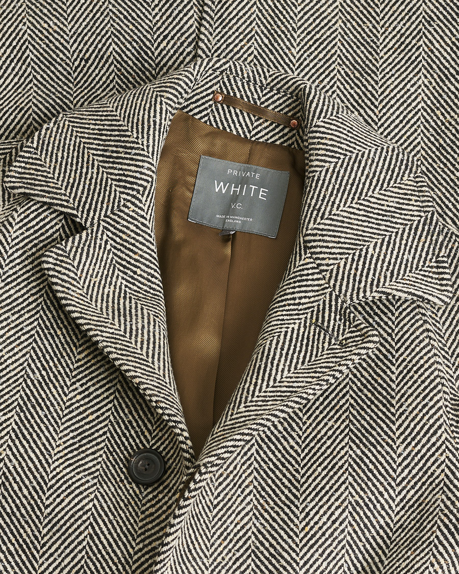 Heren | Pre-owned Jassen | Pre-owned | Private White V.C. Raglan Wool Coat Black & Cream 2 - XS