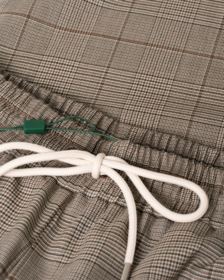 Heren | Broeken | Pre-owned | Drôle de Monsieur Wool Drawstring Trousers Brown Check