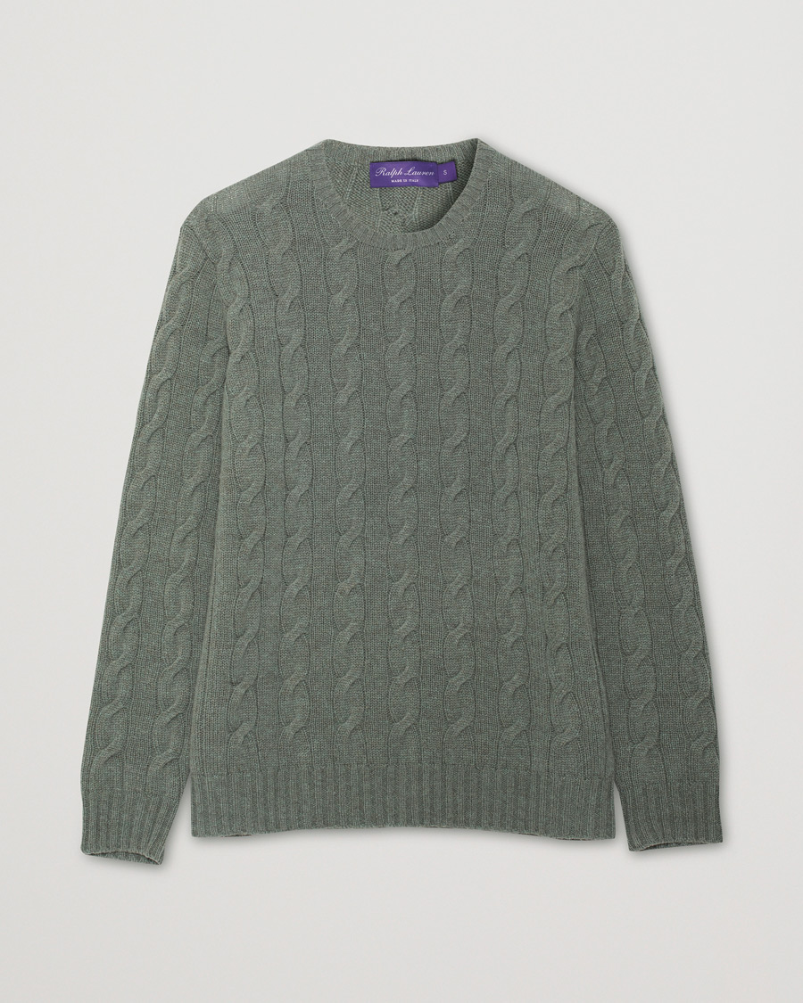 Heren | Truien | Pre-owned | Ralph Lauren Purple Label Cashmere Cable Crew Neck Sweater Sea Spray