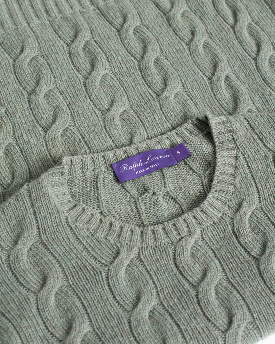 Heren | Truien | Pre-owned | Ralph Lauren Purple Label Cashmere Cable Crew Neck Sweater Sea Spray