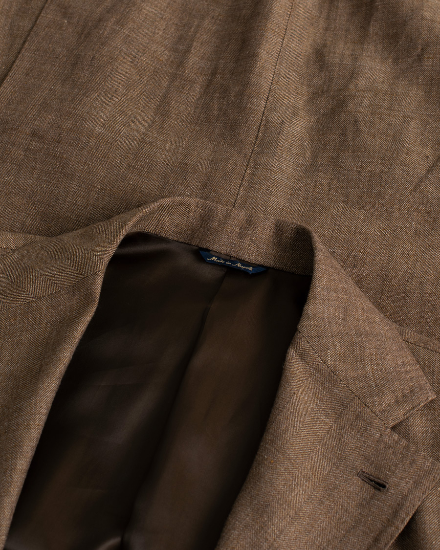 Homme | Blazers | Pre-owned | Gabo Napoli Herringbone Linen/Wool Blazer Brown 52