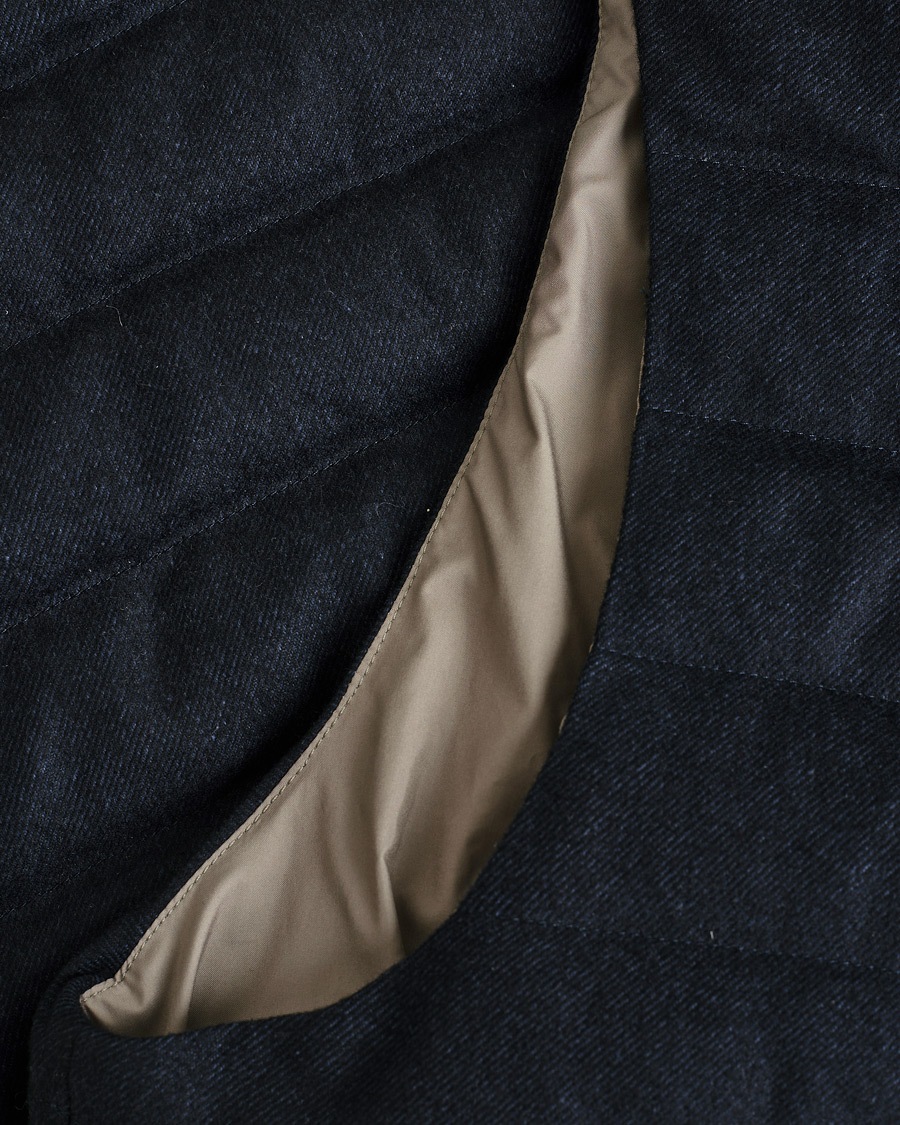 Homme | Pre-owned Manteaux Et Vestes | Pre-owned | Herno Hooded Flannel Cashmere & Silk Vest Navy 52