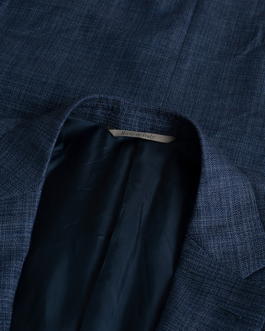 Homme | Blazers | Pre-owned | Canali Wool Silk & Linen Blazer Blue Melange 50