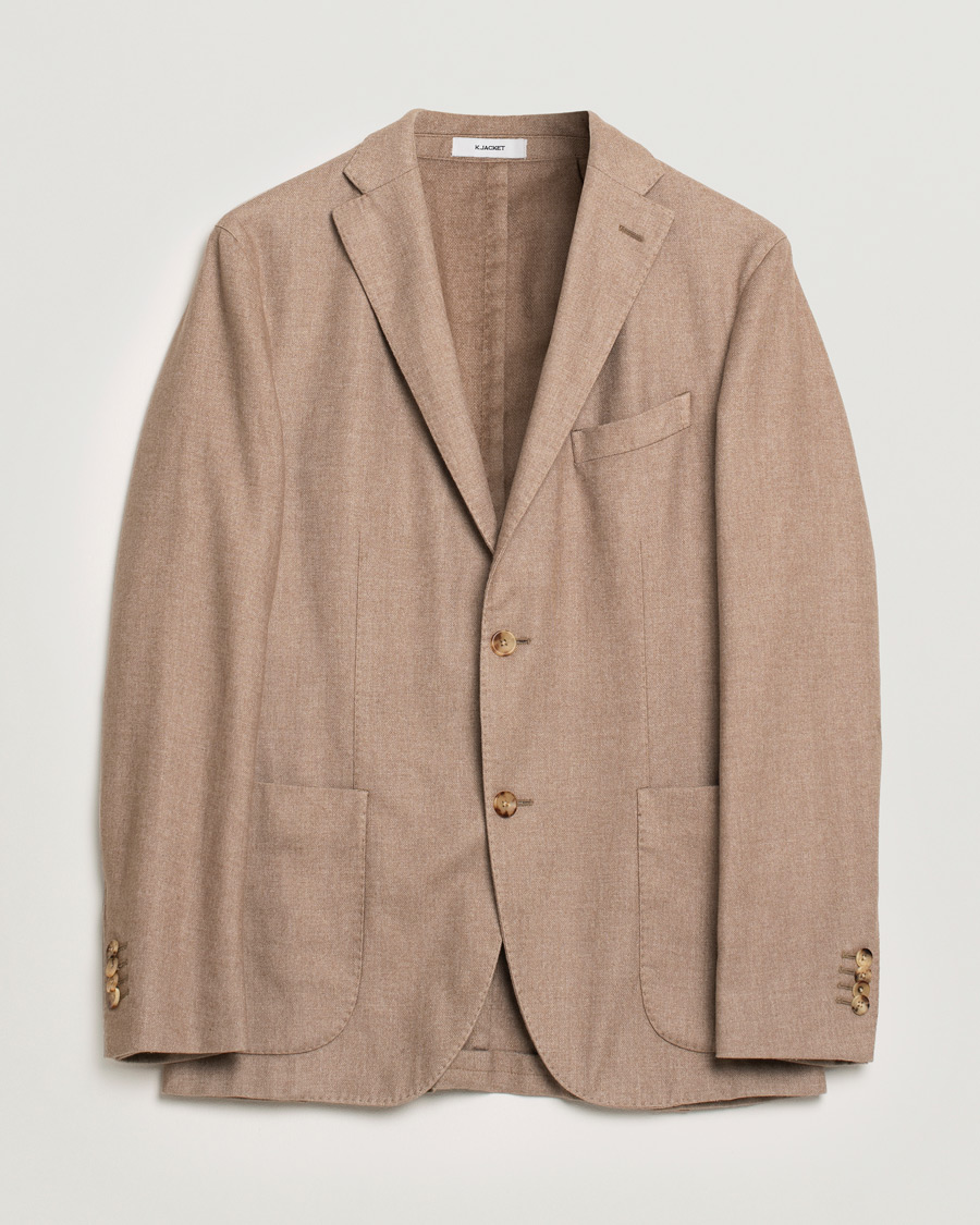 Heren | Blazers | Pre-owned | Boglioli K Jacket Cashmere Flannel Blazer Taupe 48