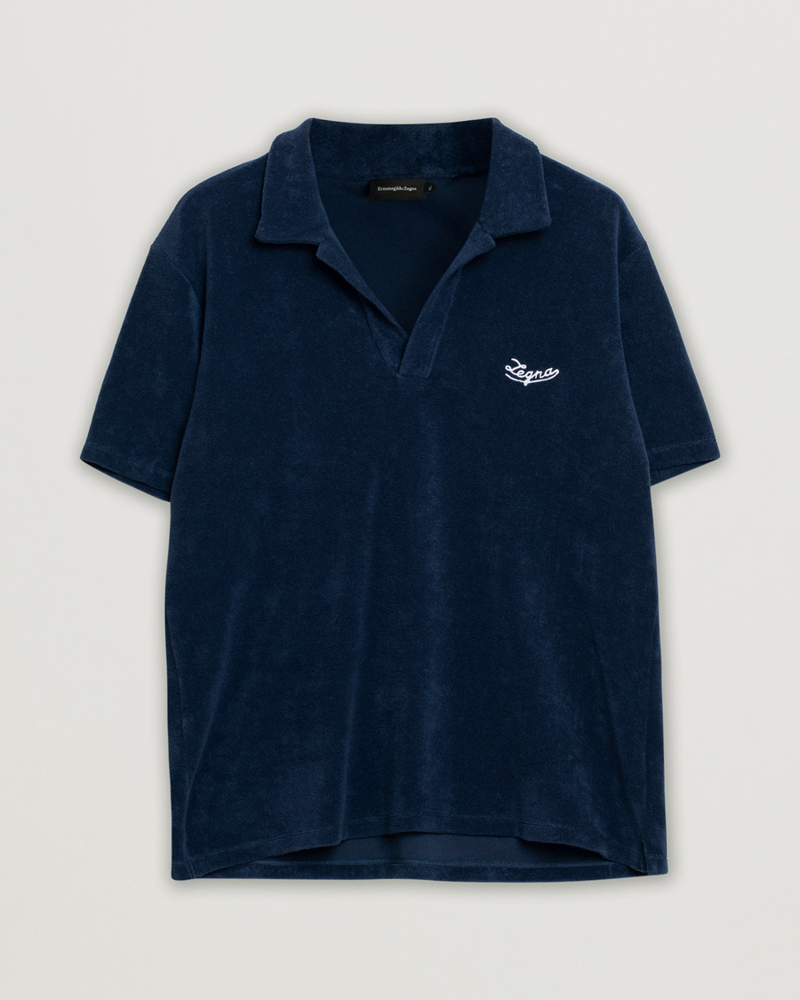 Homme | Polos | Pre-owned | Ermenegildo Zegna Short Sleeve Terry Piquet Navy XL