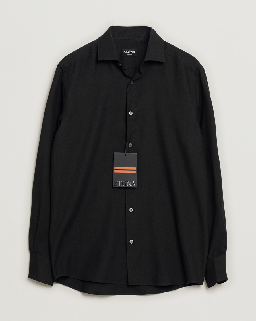 Heren | Overhemden | Pre-owned | Zegna Cotton/Cashmere Casual Shirt Black