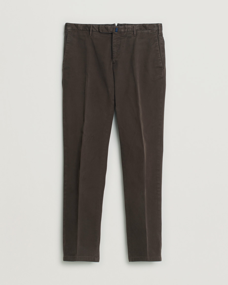 Heren | Broeken | Pre-owned | Incotex Slim Fit Cotton Stretch Chinos Dark Brown
