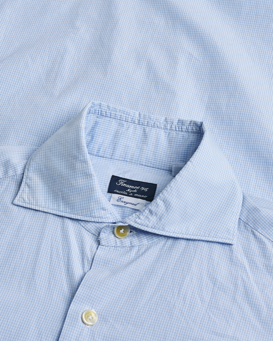 Homme | Pre-owned Chemises | Pre-owned | Finamore Napoli Milano Slim Washed Dress Shirt Blue Check