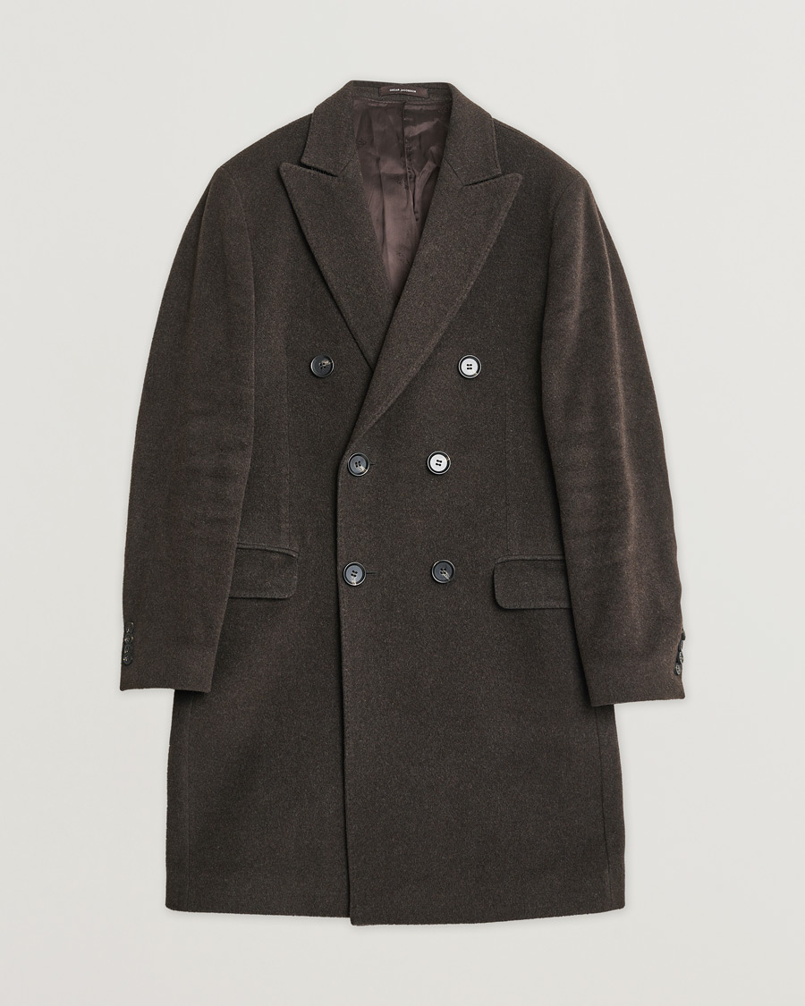 Heren | Pre-owned Jassen | Pre-owned | Oscar Jacobson Sebastian Wool/Cashmere Double Breasted Coat Brown 48
