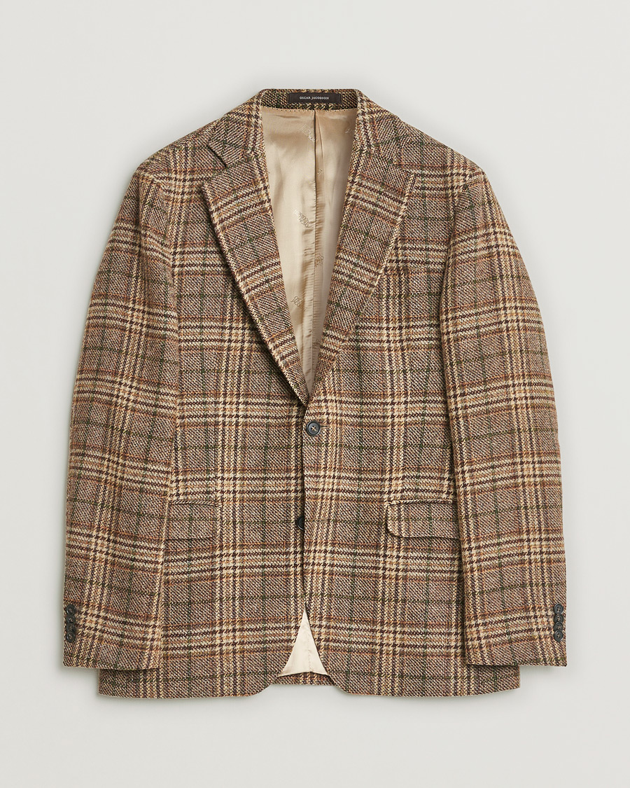 Homme | Blazers | Pre-owned | Oscar Jacobson Fogerty Soft Checked Wool Blazer Brown