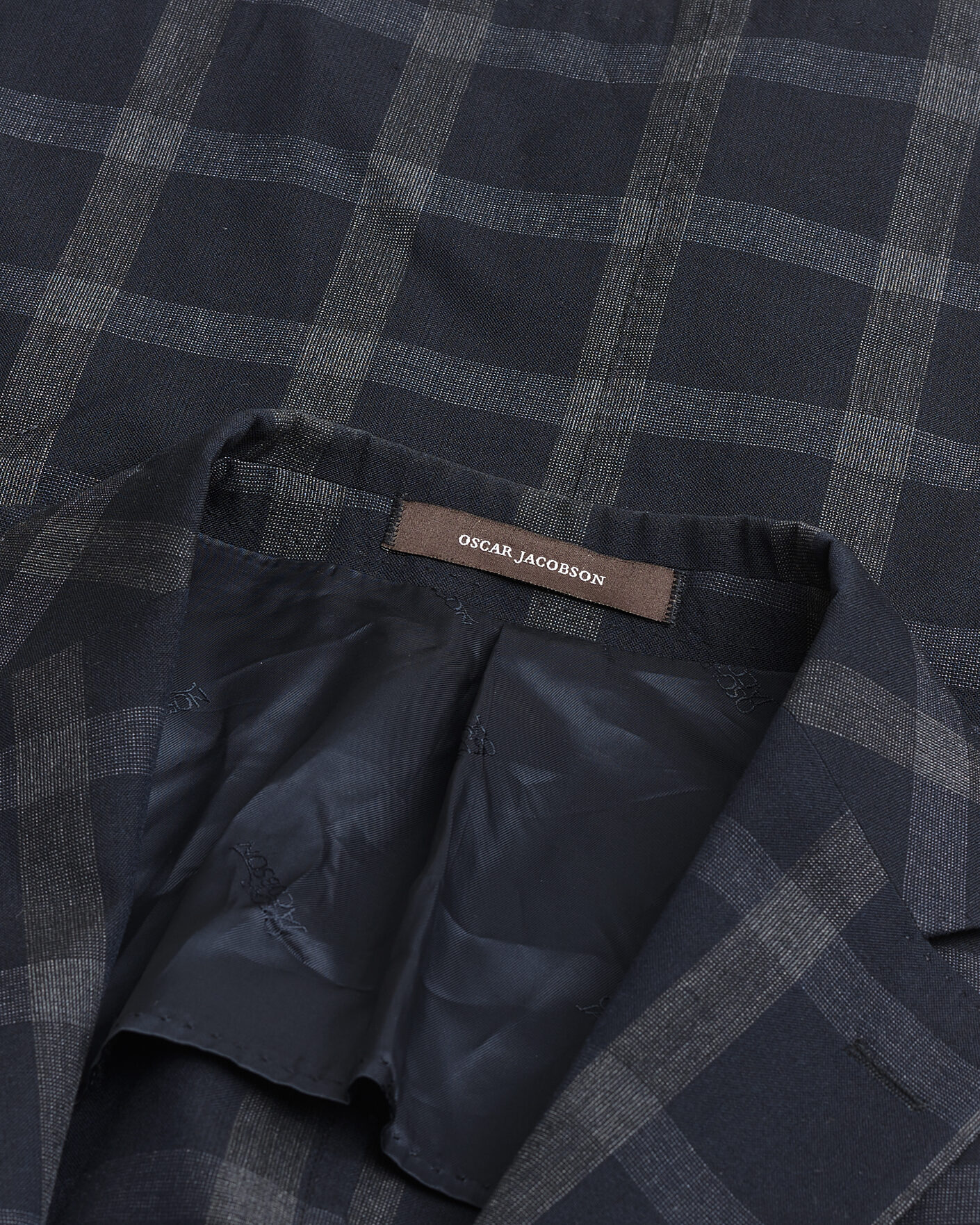 Heren | Pre-owned Blazers | Pre-owned | Oscar Jacobson Epic Checked Wool Blazer Blue 52