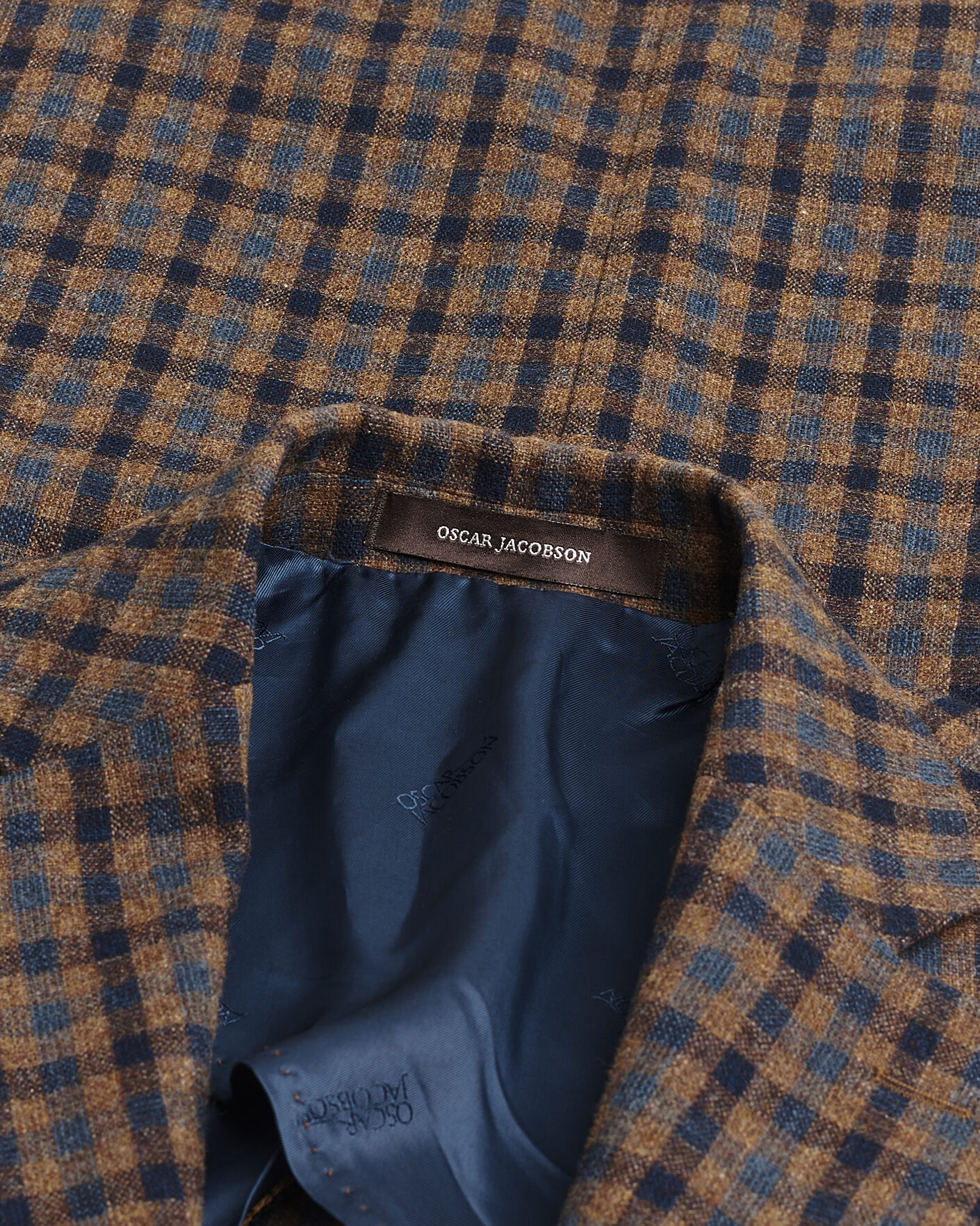 Homme | Pre-owned Blazers | Pre-owned | Oscar Jacobson Egel Checked Wool Blazer Brown 50