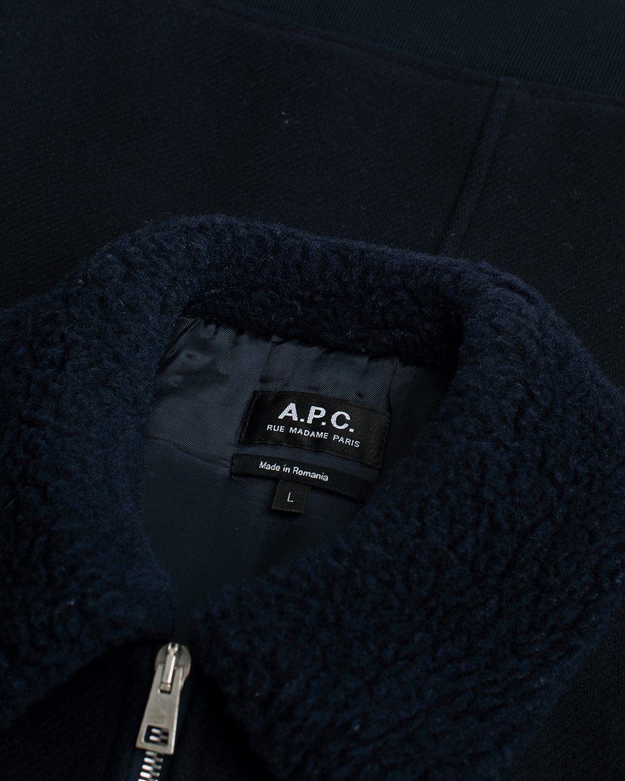 Heren | Jassen | Pre-owned | A.P.C. Ben Shearling Bomber Jacket Dark Navy