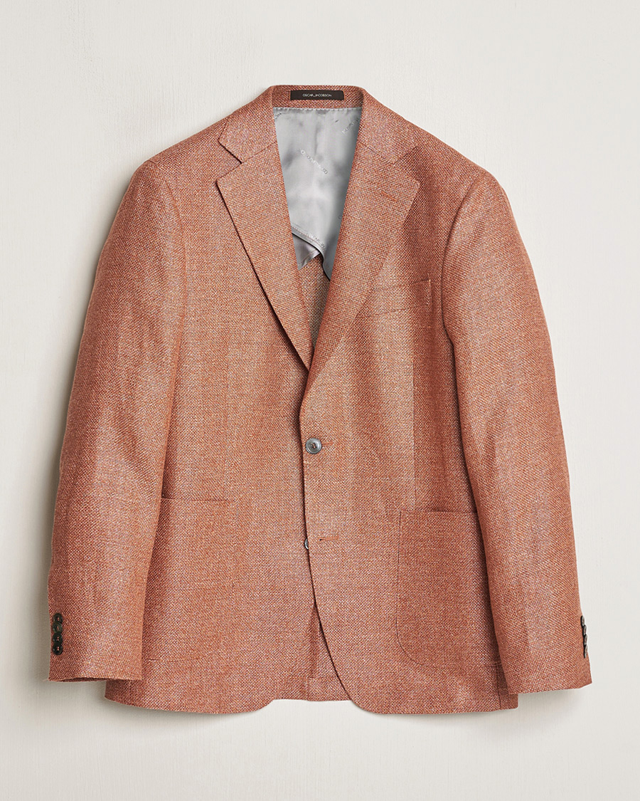 Homme | Pre-owned Blazers | Pre-owned | Oscar Jacobson Ferry Hopsack Hemp/Wool Blazer Orange 54