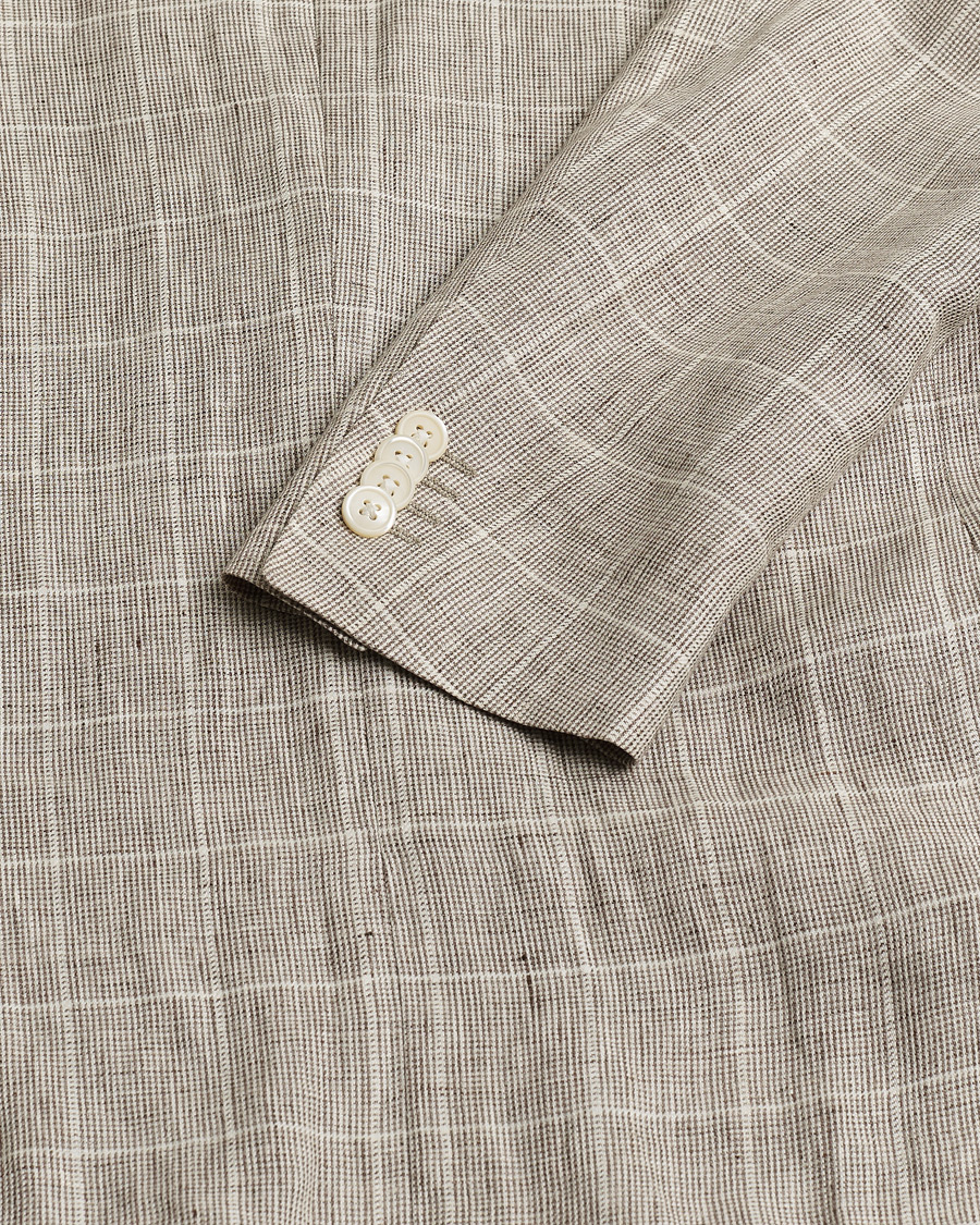 Heren | Pre-owned Blazers | Pre-owned | Corneliani Linen Blazer Light Beige Check 48
