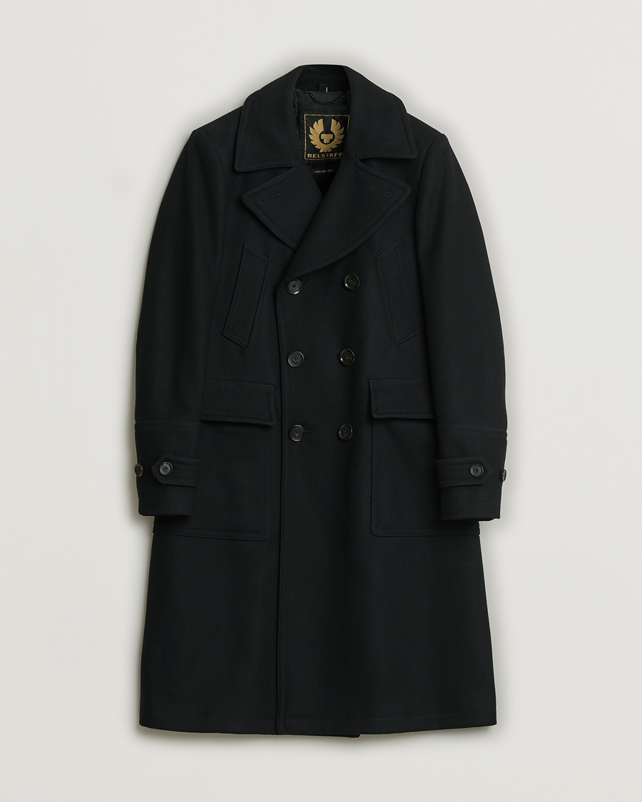 Heren | Belstaff Milford Wool Coat Black 46 | Pre-owned | Belstaff Milford Wool Coat Black 46