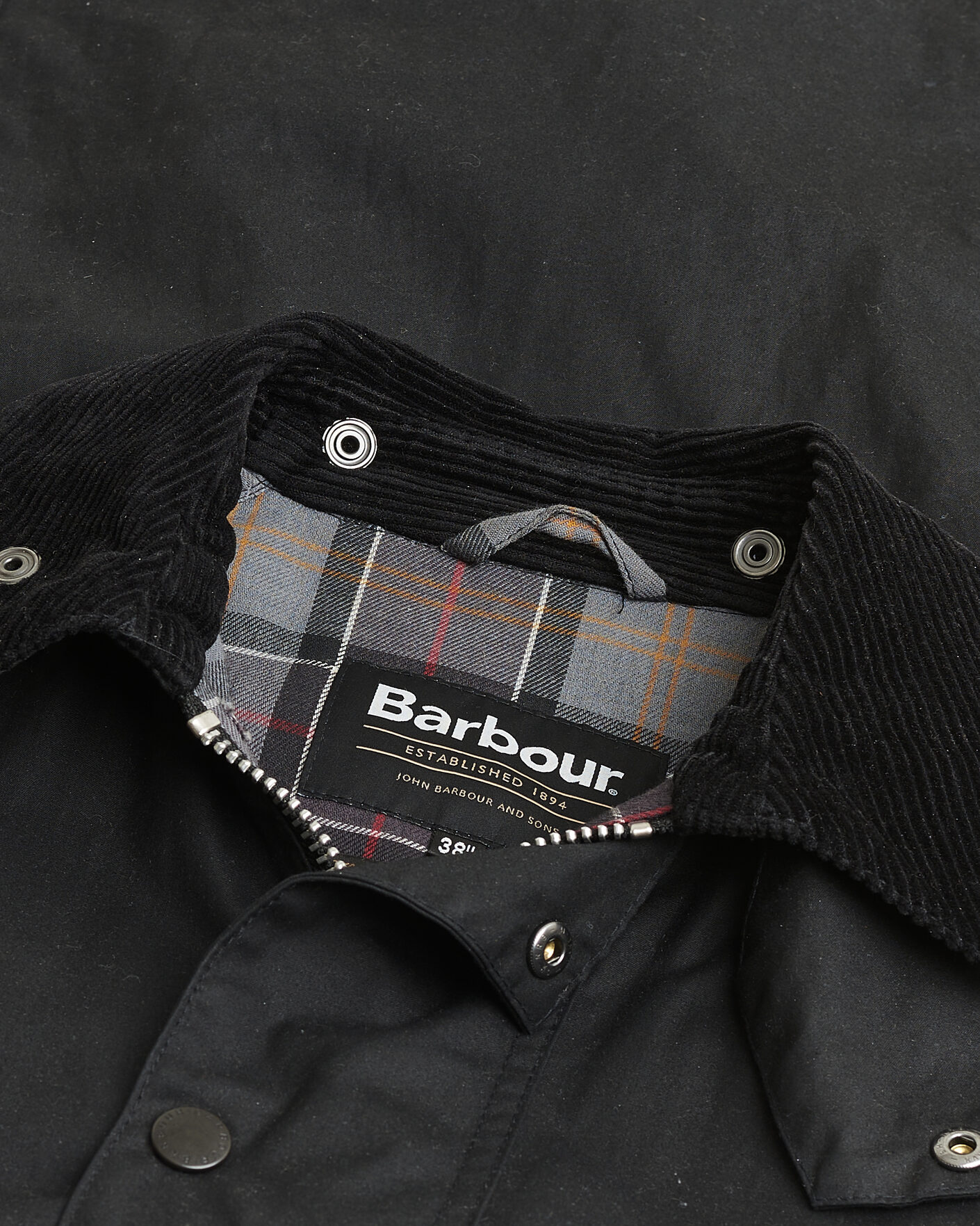 Heren | Pre-owned Jassen | Pre-owned | Barbour Heritage Modfied Exmoore Wax Coat Black UK38 - EU48