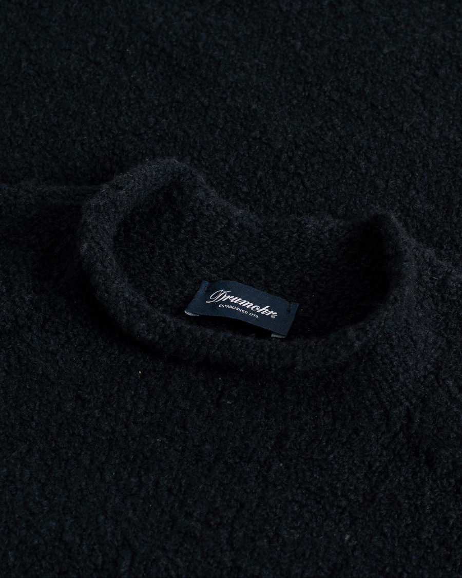 Heren | Drumohr Wool Boucle Mock Neck Navy 48 | Pre-owned | Drumohr Wool Boucle Mock Neck Navy 48