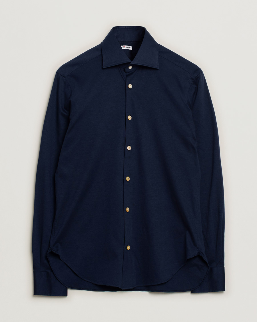 Homme | Chemises | Pre-owned | Kiton Cotton Jersey Shirt Navy