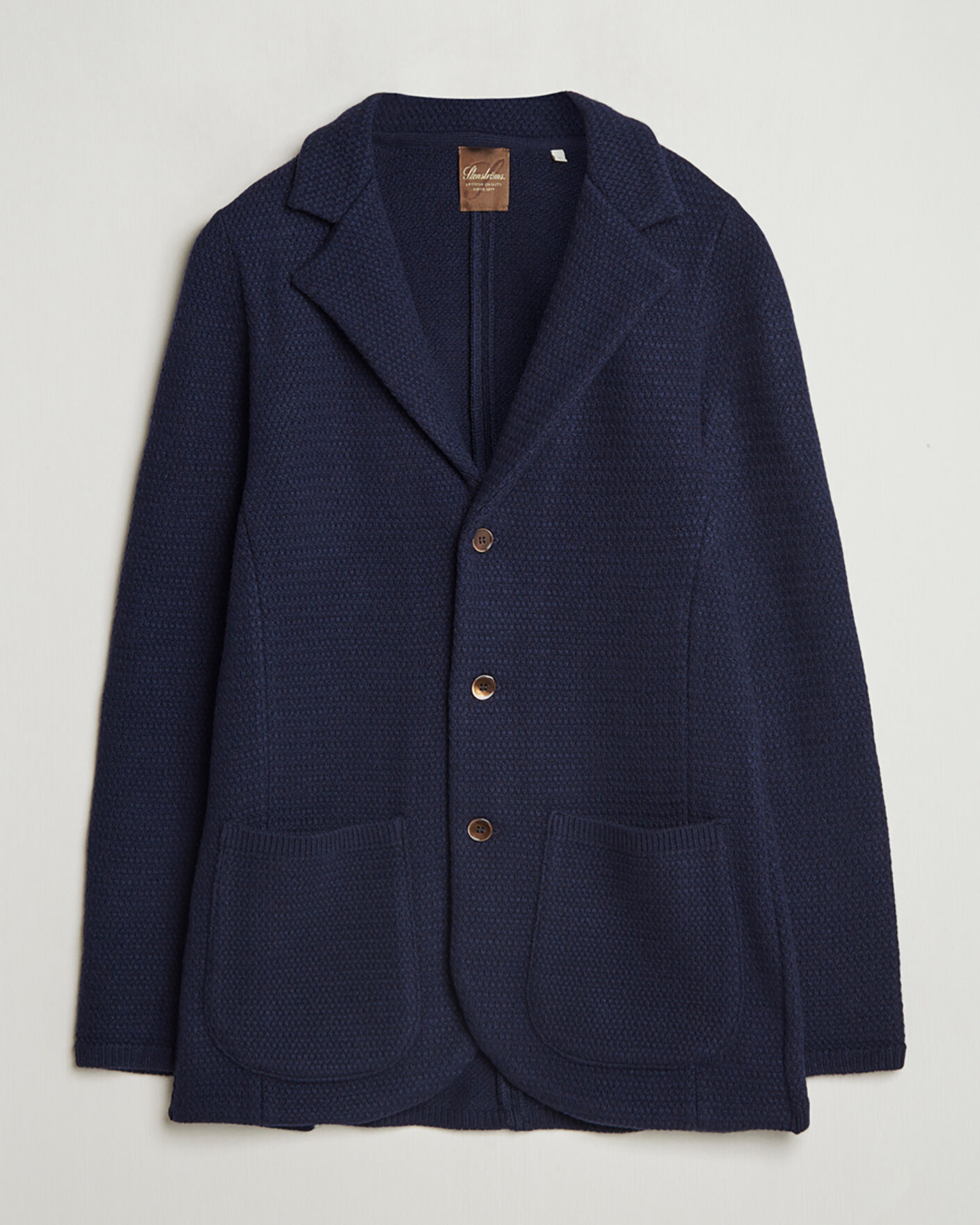 Homme | Pre-owned Blazers | Pre-owned | Stenströms Knitted Textured Merino Wool Blazer Navy M