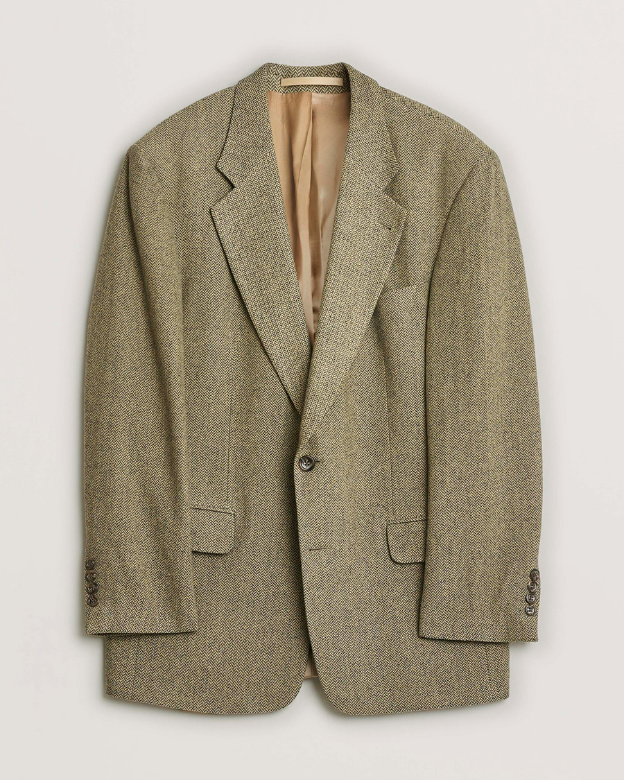 Heren | Pre-owned Blazers | Pre-owned | BOSS Vintage Wool Herringbone Blazer Beige 50
