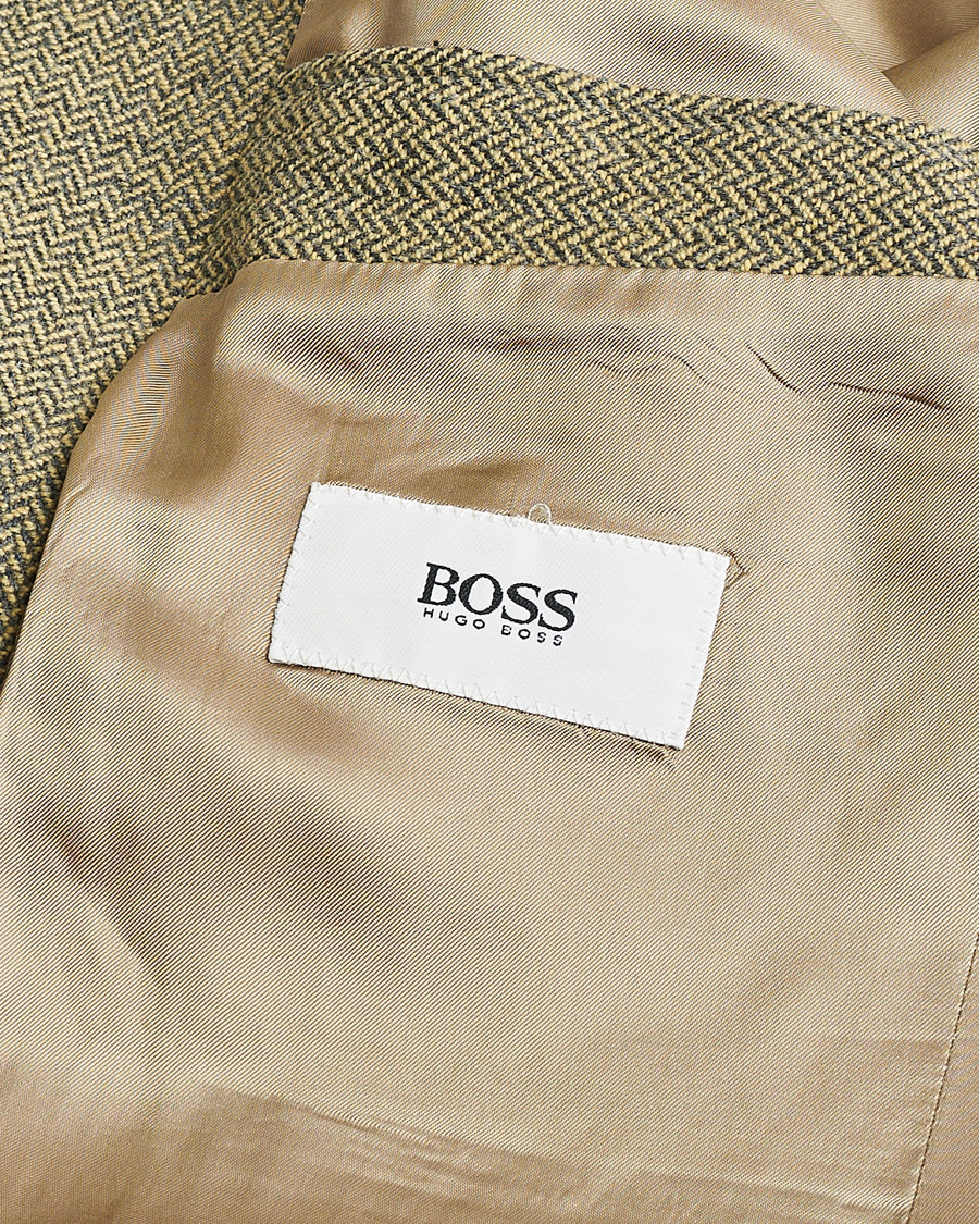 Heren | Pre-owned Blazers | Pre-owned | BOSS Vintage Wool Herringbone Blazer Beige 50