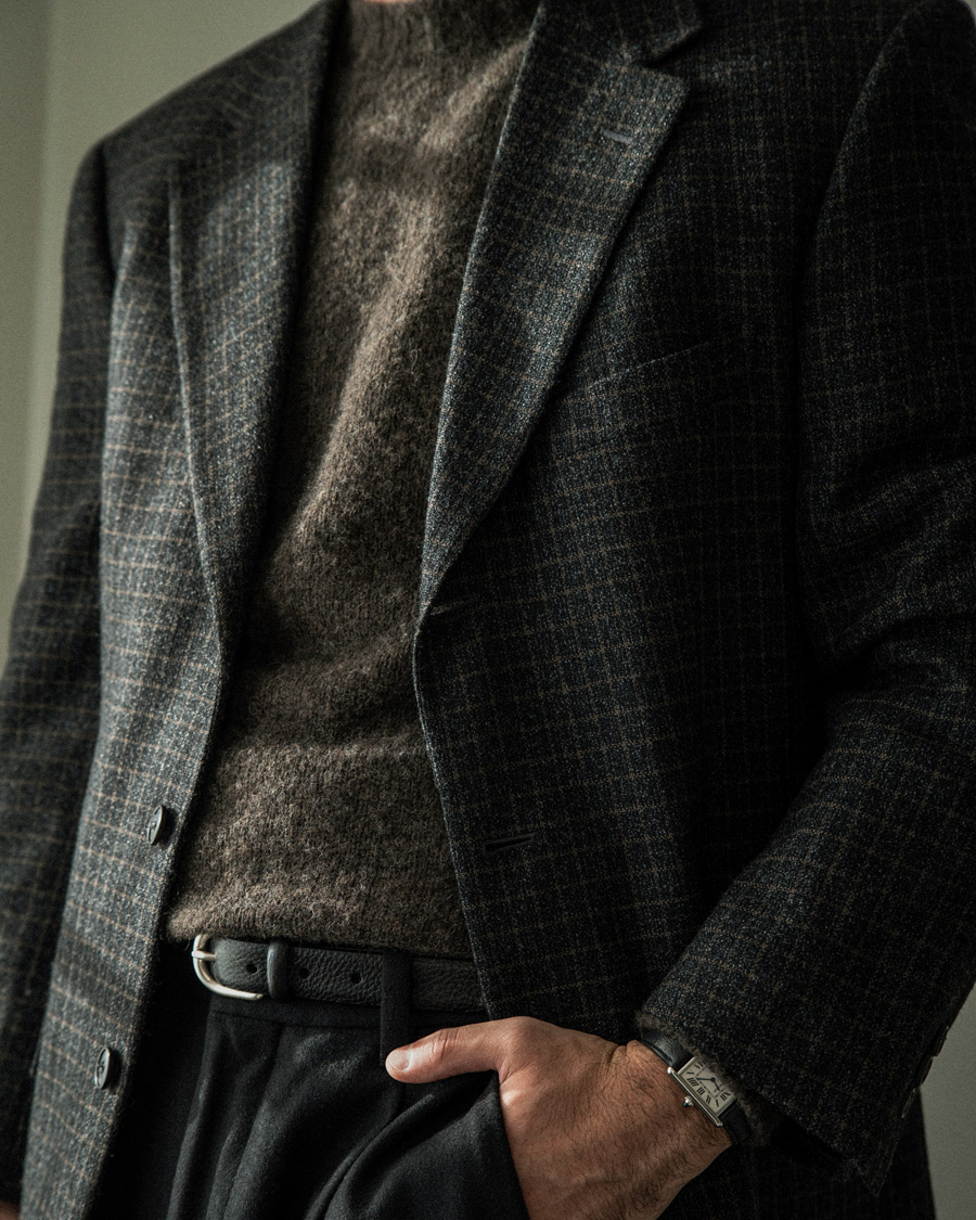 Homme | Pre-owned Blazers | Pre-owned | Ermenegildo Zegna Vintage Wool Checked Blazer Dark Grey 50