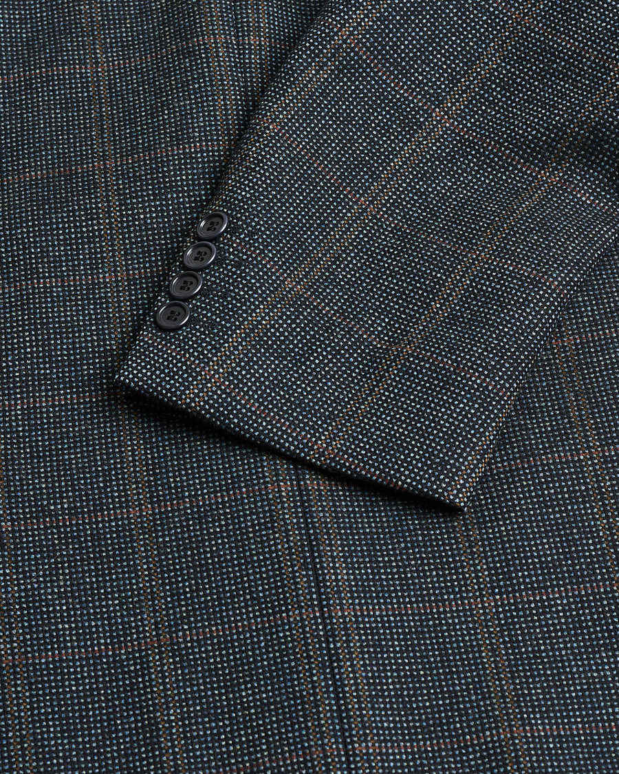 Heren | Pre-owned Blazers | Pre-owned | BOSS Vintage Wool Checked Blazer Navy 48