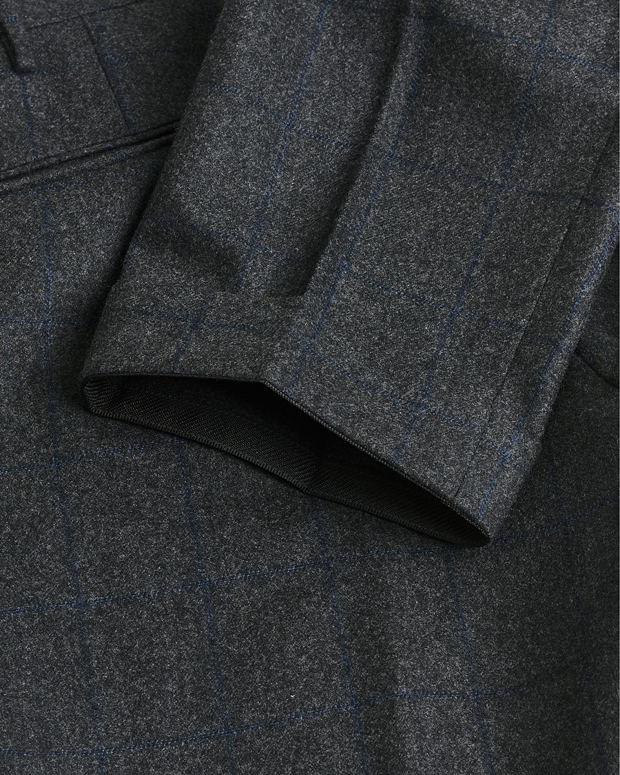 Heren | Pre-owned Broeken | Pre-owned | Incotex Slim Fit Flannel Trousers Dark Grey Check 50