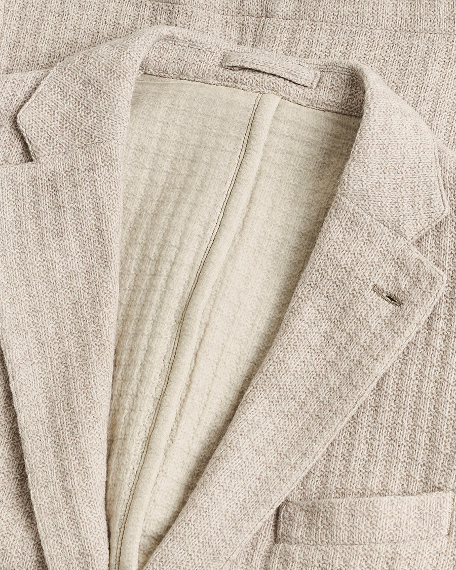 Homme | Pre-owned Blazers | Pre-owned | L.B.M. 1911 Knitted Punto Wool Structure Blazer Camel 54