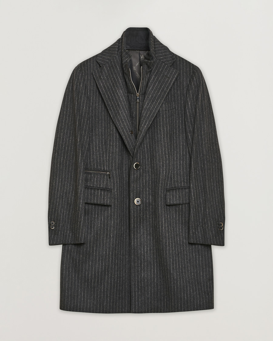 Heren | Jassen | Pre-owned | Corneliani ID Wool Zip Coat Charcoal Pinstripe 50