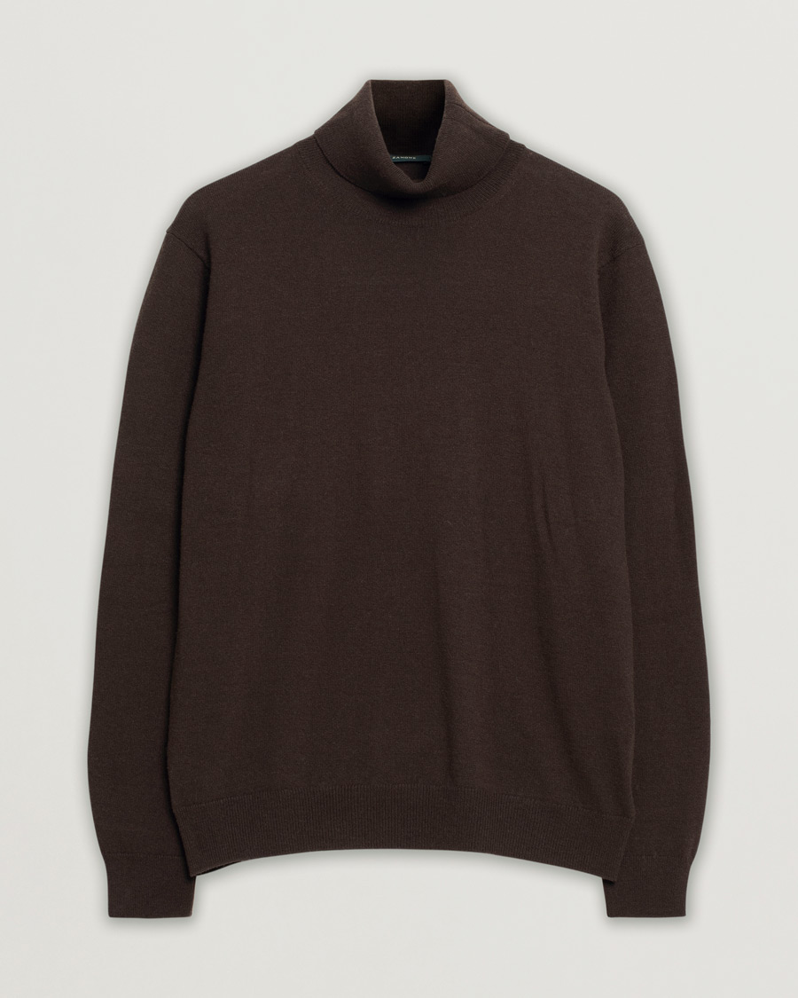Homme | Zanone Virgin Wool/Cashmere Rollneck Brown 50 | Pre-owned | Zanone Virgin Wool/Cashmere Rollneck Brown 50