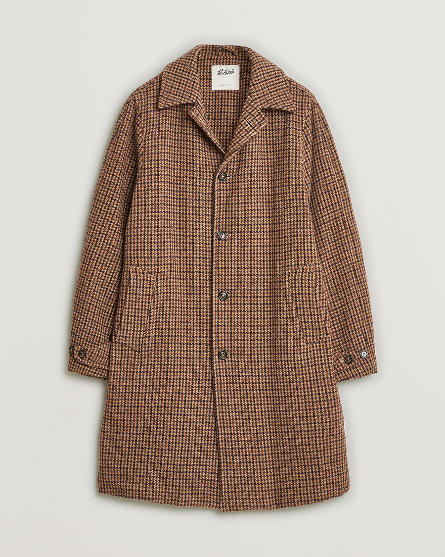 Heren | Pre-owned Jassen | Pre-owned | Valstar Wool Overcoat Brown Houndstooth 50